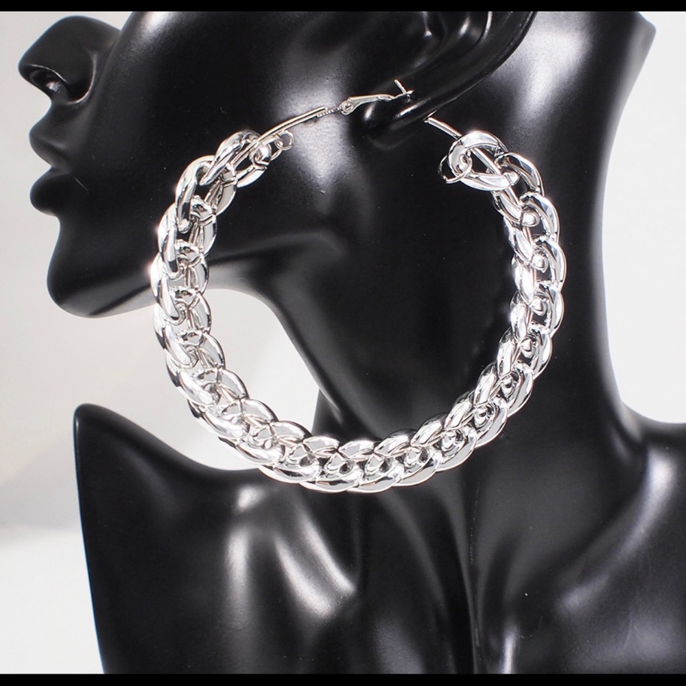 Silver Lightweight Earrings 90 mm